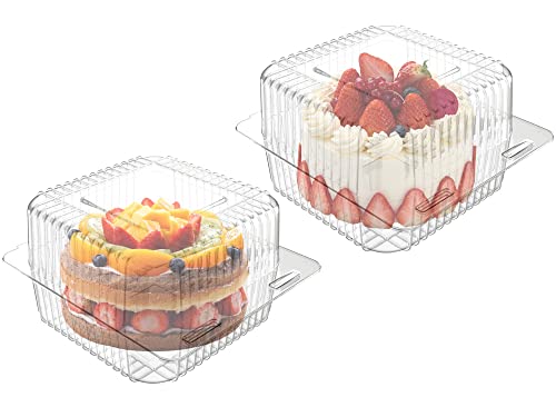 WANBAO 5 x 5 Inch Clear Plastic Take out Containers,Disposable Clamshell Dessert Container with Lid, 130 PCS for Salads, Pasta, Sandwiches