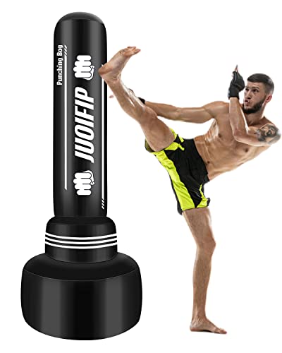 JUOIFIP Freestanding Punching Bags for Adults - 69" Heavy Bag with Stand Men Standing Boxing Inflatable Kickboxing Training MMA Muay Thai Fitness