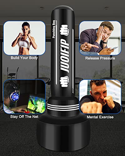 JUOIFIP Freestanding Punching Bags for Adults - 69" Heavy Bag with Stand Men Standing Boxing Inflatable Kickboxing Training MMA Muay Thai Fitness