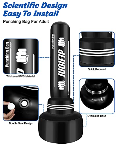 JUOIFIP Freestanding Punching Bags for Adults - 69" Heavy Bag with Stand Men Standing Boxing Inflatable Kickboxing Training MMA Muay Thai Fitness