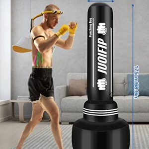 JUOIFIP Freestanding Punching Bags for Adults - 69" Heavy Bag with Stand Men Standing Boxing Inflatable Kickboxing Training MMA Muay Thai Fitness