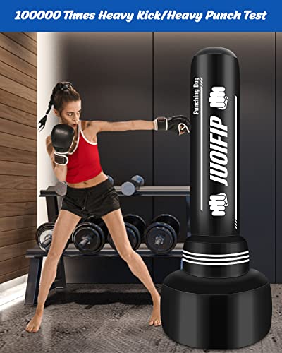 JUOIFIP Freestanding Punching Bags for Adults - 69" Heavy Bag with Stand Men Standing Boxing Inflatable Kickboxing Training MMA Muay Thai Fitness