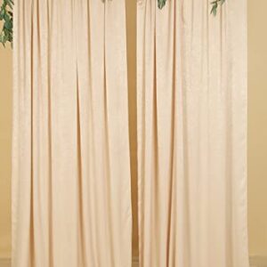 Cytdkve 2 Panels 4.8 Feet x 10 Feet Beige Velvet-Like Wedding Backdrop Curtain Drapes, Silky Soft Window Curtains Panels for Wedding Ceremony Birthday Party Decorations