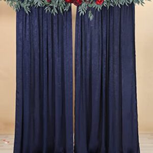 Cytdkve 2 Panels 4.8 Feet x 10 Feet Navy Blue Velvet-Like Wedding Backdrop Curtain Drapes, Silky Soft Window Curtains Panels for Wedding Ceremony Birthday Party Decorations