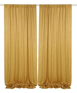 cytdkve 2 panels 4.8 feet x 10 feet deep gold velvet-like wedding backdrop curtain drapes, silky soft window curtains panels for wedding ceremony birthday party decorations