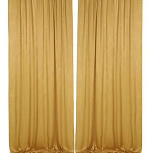 Cytdkve 2 Panels 4.8 Feet x 10 Feet Deep Gold Velvet-Like Wedding Backdrop Curtain Drapes, Silky Soft Window Curtains Panels for Wedding Ceremony Birthday Party Decorations