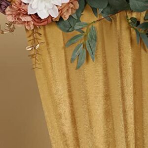 Cytdkve 2 Panels 4.8 Feet x 10 Feet Deep Gold Velvet-Like Wedding Backdrop Curtain Drapes, Silky Soft Window Curtains Panels for Wedding Ceremony Birthday Party Decorations