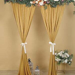 Cytdkve 2 Panels 4.8 Feet x 10 Feet Deep Gold Velvet-Like Wedding Backdrop Curtain Drapes, Silky Soft Window Curtains Panels for Wedding Ceremony Birthday Party Decorations