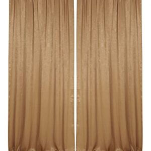 Cytdkve 2 Panels 4.8 Feet x 10 Feet Gold Brown Velvet-Like Wedding Backdrop Curtain Drapes, Silky Soft Window Curtains Panels for Wedding Ceremony Birthday Party Decorations