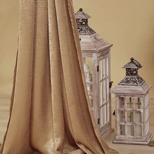 Cytdkve 2 Panels 4.8 Feet x 10 Feet Gold Brown Velvet-Like Wedding Backdrop Curtain Drapes, Silky Soft Window Curtains Panels for Wedding Ceremony Birthday Party Decorations