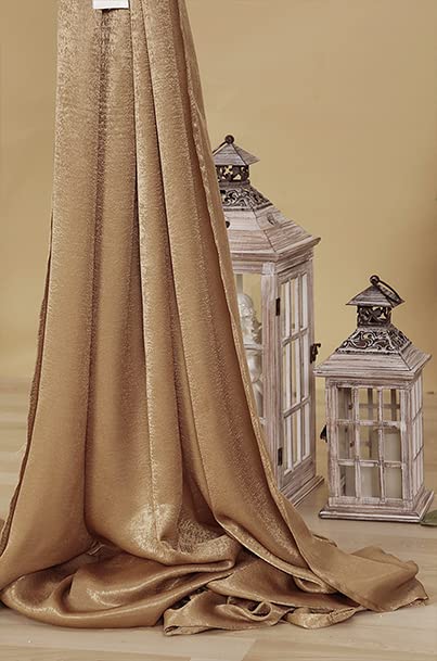 Cytdkve 2 Panels 4.8 Feet x 10 Feet Gold Brown Velvet-Like Wedding Backdrop Curtain Drapes, Silky Soft Window Curtains Panels for Wedding Ceremony Birthday Party Decorations