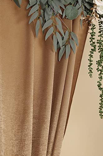 Cytdkve 2 Panels 4.8 Feet x 10 Feet Gold Brown Velvet-Like Wedding Backdrop Curtain Drapes, Silky Soft Window Curtains Panels for Wedding Ceremony Birthday Party Decorations