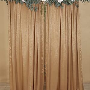 Cytdkve 2 Panels 4.8 Feet x 10 Feet Gold Brown Velvet-Like Wedding Backdrop Curtain Drapes, Silky Soft Window Curtains Panels for Wedding Ceremony Birthday Party Decorations