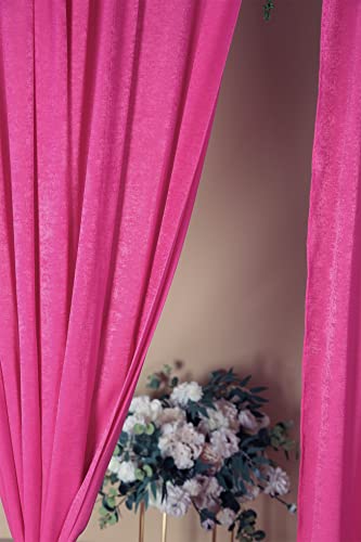 Cytdkve 2 Panels 4.8 Feet x 10 Feet Fushia Velvet-Like Wedding Backdrop Curtain Drapes, Silky Soft Window Curtains Panels for Wedding Ceremony Birthday Party Decorations