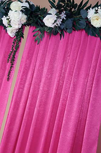 Cytdkve 2 Panels 4.8 Feet x 10 Feet Fushia Velvet-Like Wedding Backdrop Curtain Drapes, Silky Soft Window Curtains Panels for Wedding Ceremony Birthday Party Decorations