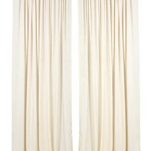 Cytdkve 2 Panels 4.8 Feet x 10 Feet Butter Cream Velvet-Like Wedding Backdrop Curtain Drapes, Silky Soft Window Curtains Panels for Wedding Ceremony Birthday Party Decorations