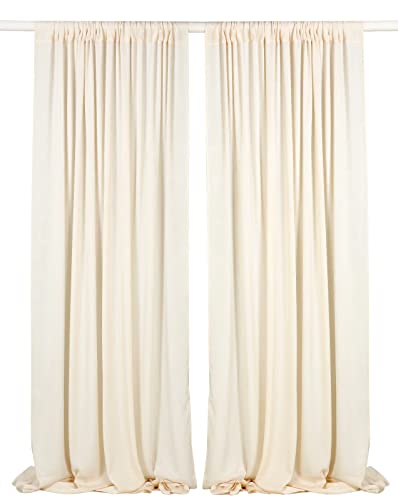 Cytdkve 2 Panels 4.8 Feet x 10 Feet Butter Cream Velvet-Like Wedding Backdrop Curtain Drapes, Silky Soft Window Curtains Panels for Wedding Ceremony Birthday Party Decorations