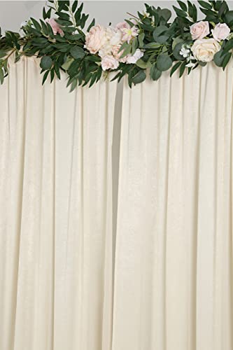 Cytdkve 2 Panels 4.8 Feet x 10 Feet Butter Cream Velvet-Like Wedding Backdrop Curtain Drapes, Silky Soft Window Curtains Panels for Wedding Ceremony Birthday Party Decorations