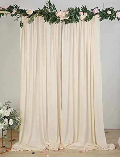 Cytdkve 2 Panels 4.8 Feet x 10 Feet Butter Cream Velvet-Like Wedding Backdrop Curtain Drapes, Silky Soft Window Curtains Panels for Wedding Ceremony Birthday Party Decorations