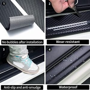 Car Stickers for Car Door Threshold Protection with AMG Logo,4PCS Carbon Fiber Door Sill Scuff Plate Protective Covers, Self-Adhesive Door Entry Guard Stickers, Interior Accessories Anti-Collision