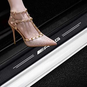 Car Stickers for Car Door Threshold Protection with AMG Logo,4PCS Carbon Fiber Door Sill Scuff Plate Protective Covers, Self-Adhesive Door Entry Guard Stickers, Interior Accessories Anti-Collision