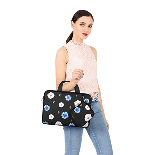 MOSISO Laptop Sleeve Compatible with MacBook Air/Pro, 13-13.3 inch Notebook,Compatible with MacBook Pro 14 inch 2023-2021 A2779 M2 A2442 M1, Calliopsis Flower Neoprene Bag with Handle&Small Case,Black