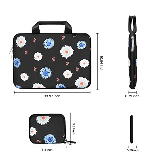 MOSISO Laptop Sleeve Compatible with MacBook Air/Pro, 13-13.3 inch Notebook,Compatible with MacBook Pro 14 inch 2023-2021 A2779 M2 A2442 M1, Calliopsis Flower Neoprene Bag with Handle&Small Case,Black