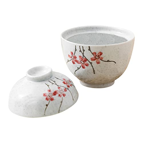 Hemoton 2 Sets Chawanmushi Cups with Lids Personal Stew Pot Ceramic Birds Nest Tonic Cup Small Steam Soup Bowl Dessert Cup for Home Kitchen Restaurant