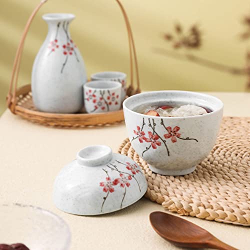 Hemoton 2 Sets Chawanmushi Cups with Lids Personal Stew Pot Ceramic Birds Nest Tonic Cup Small Steam Soup Bowl Dessert Cup for Home Kitchen Restaurant