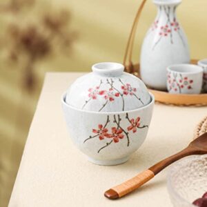 Hemoton 2 Sets Chawanmushi Cups with Lids Personal Stew Pot Ceramic Birds Nest Tonic Cup Small Steam Soup Bowl Dessert Cup for Home Kitchen Restaurant