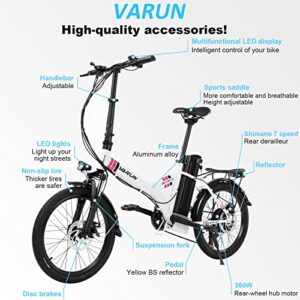 VARUN Folding Electric Bike for Adults 20"/26" Electric Bicycle with 20/25MPH E-Bike UL Certification Removable Battery Shimano 7-Speed Electric City Commuter Bicycle