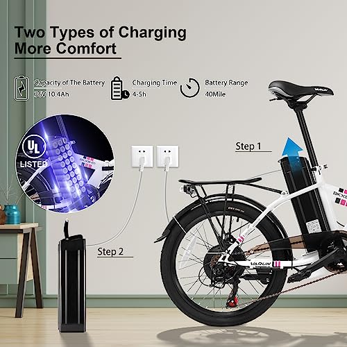 VARUN Folding Electric Bike for Adults 20"/26" Electric Bicycle with 20/25MPH E-Bike UL Certification Removable Battery Shimano 7-Speed Electric City Commuter Bicycle