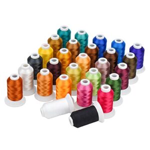 simthread polyester embroidery thread, 28 spools embroidery machine thread, 500m (550y) each thread spool, colors compatible with janome & robison-anton colors 28 janome colors-3