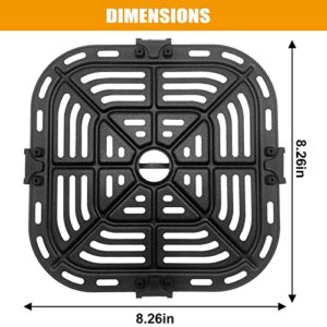 Air Fryer Grill Pan for COSORI Air Fryer Pro LE 5 Qt, Non-Stick 8.26’’×8.26’’Square Air Fryer Rack Replacement Parts Accessories Grill Plate Crisper Plate Tray with Rubber Bumpers, Dishwasher Safe