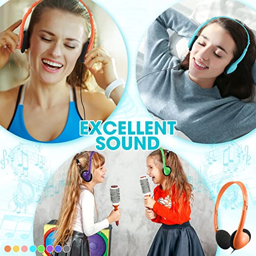 24 Pack Class Set Classroom School Headphones for Kids Child Children Multi Colored Stereo Over Ear Earphones Student Over The Head Headphones Bulk with 3.5 mm Headphone Plug for Adults, 8 Color