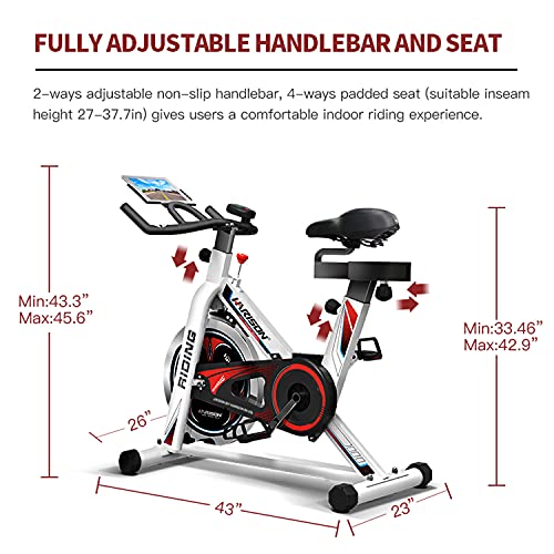 HARISON Exercise Bike Stationary Bikes for Home Use Indoor Cycling Bike with tablet Holder (White+Red)