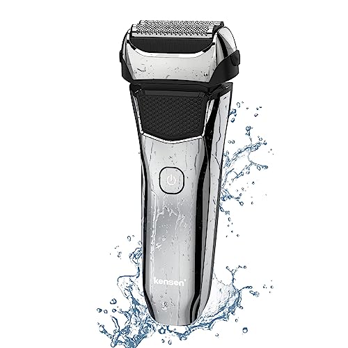 Electric Razor for Men, KENSEN Rechargeable Wet/Dry Foil Electric Shaver, LED Display IPX6 Waterproof Men's Electric Shaver with Pop-up Trimmer