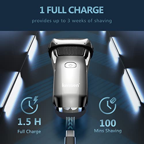 Electric Razor for Men, KENSEN Rechargeable Wet/Dry Foil Electric Shaver, LED Display IPX6 Waterproof Men's Electric Shaver with Pop-up Trimmer