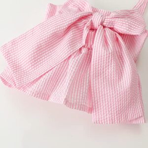 LYSINK Newborn Baby Girl Clothes Stripe Sleeveless Bowknot Tank Top Shorts Set Summer Outfits Cute Baby Clothes Girl 0-18 Months (Light-pink,0-3 Months)