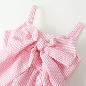 LYSINK Newborn Baby Girl Clothes Stripe Sleeveless Bowknot Tank Top Shorts Set Summer Outfits Cute Baby Clothes Girl 0-18 Months (Light-pink,0-3 Months)