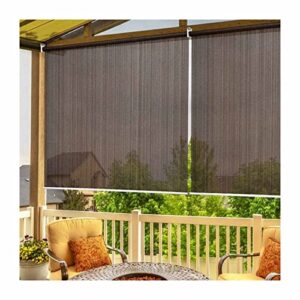exterior patio roller shade, outdoor light filtering window blinds roll-up sun shade cover, privacy screen curtain for pergola deck, custom size pengfei (color : brown, size : 0.6x1m(23.6x39.3in))
