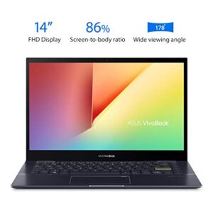 ASUS VivoBook Flip 14 Thin and Light 2-in-1 Laptop, 14” FHD Touch Display, AMD Ryzen 5 5500U, 8GB RAM, 512GB SSD, Stylus, Fingerprint Reader, Windows 11 Home, Bespoke Black, TM420UA-DS52T