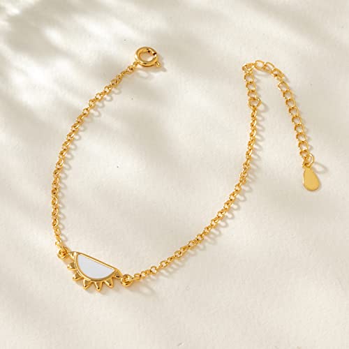 Friendship Sun Bracelet, 16k Gold Plated Copper Cute Sun Dainty Bracelets Delicate Adjustable Link(gold color plated)