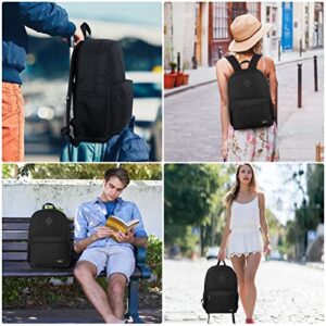 YAMTION Black Backpack for Women Men,Casual School Backpack Teen Boys and Girls 15.6 Inch Laptop Bookbag with USB Charger for College High School Travel Business