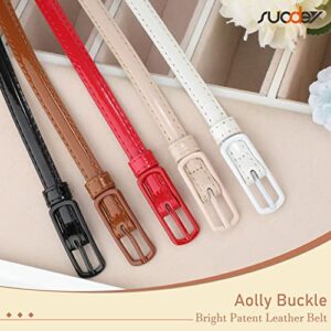 SUOSDEY 4 Pack Thin Belts for Women Skinny Leather Belts with Metal Buckle for Dresses Pants Jeans