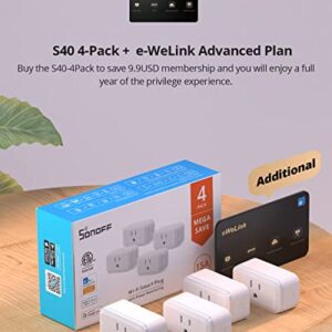 SONOFF S40 WiFi Smart Plug with Energy Monitoring, 15A Smart Outlet Socket ETL Certified, Work with Alexa & Google Home Assistant, IFTTT Supporting, 2.4 Ghz WiFi Only (4-Pack)