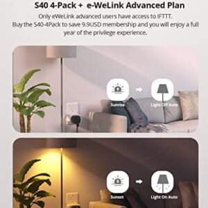 SONOFF S40 WiFi Smart Plug with Energy Monitoring, 15A Smart Outlet Socket ETL Certified, Work with Alexa & Google Home Assistant, IFTTT Supporting, 2.4 Ghz WiFi Only (4-Pack)