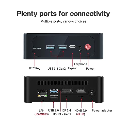 Beelink Mini PC, AMD Ryzen 5 5560U(6C/12T, Up to 4.0GHz), 16GB DDR4 RAM 500GB NVMe SSD, SER5 Mini Desktop Computer Support 4K@60Hz Triple Output/WiFi6/BT5.2/DP1.4/HDMI2.0/USB3.2 for Gaming/Office/Home