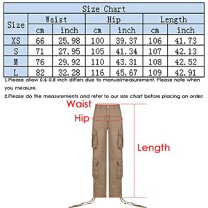 Viatabuna Women's High Rise Straight Leg Y2K Streetwear Cargo Pants Baggy Boyfriend Pants with Pocket