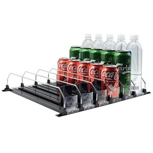 soda can organizer for refrigerator-automatic pusher glide, 12oz 16oz 20oz drink organizer for fridge-holds up to 30 cans